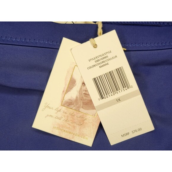 NEW Jessica Simpson 2pc Tankini Skirtini Swimsuit 1X Blue Embroidered - Picture 14 of 16